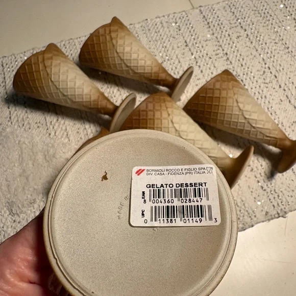 6 Pcs Vintage Bormioli Rocco Gelato Dessert Bowls waffle cones Made in Italy NEW - Picture 4 of 8